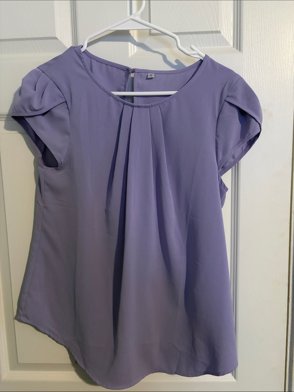 Lavender Pleated Cap-Sleeve Blouse - Women